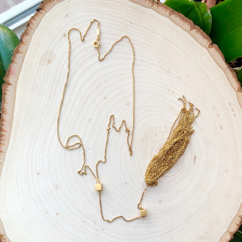NEW Anthropologie 18k Gold Satya Cubed Lariat Necklace - Picture 3 of 11